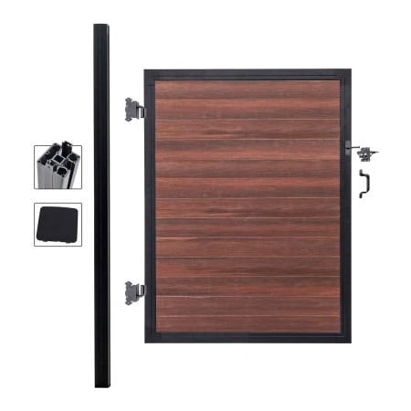 Jewett Cameron Companies Full Composite 4'W x 6'H Black Rose Aluminum/Composite Adjustable Single Gate Kit-IN GROUND ONLY EF UT1226